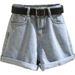 High Waisted Denim Shorts for Women Loose Fit Slimming Roll Hem Wide Leg a Line Hot Pants Korean Style Summer 2020 Trendy_ecoleips.com