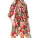2026 Spring New Floral Print V-neck Women, European And American Retro Versatile Loose Knee-Length Short Dress For Women_ecoleips.com