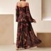 Women's Spring/Summer Spaghetti Strap Pleated Light Luxury Rhinestone Stud And Rhinestone Elegant Graded Print Dress_ecoleips.com