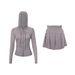 Stylish Women's Hooded Jacket & Skirt Set - Stretchy Activewear For Running, Yoga & Casual Wear Versatile Matching Set_ecoleips.com