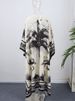 Loose Print Long Dresses Women O-neck Full Sleeve Pleated Holiday Dress Female 2026 Spring Summer Lady Fashion Robes High Street_ecoleips.com