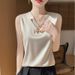 Summer Thin Camisole Women, Suitable For Wearing Under Suit, Sleeveless Silk Satin Base Shirt With A Unique Design_ecoleips.com
