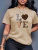 European And American Cross-border Foreign Trade Women's Leopard Letter Print Round Neck Short-sleeve T-shirt Top_ecoleips.com