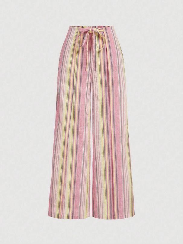 Summer/Autumn Women's Loose Striped Print Casual Trousers European American Style Clothing for Women New 2025 Fashion Trend_ecoleips.com