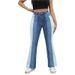 Women's Clothing Elastic Fashion Washed Contrast Color Jeans_ecoleips.com