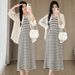 Autumn New Korean Fashion Loose Shirt + Striped Dress Two-Piece Set For Pregnant Women_ecoleips.com