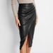 Verve Women's PU Split Autumn Winter High Waist Zipper Pleated Leather Sexy Bodycon Skirt_ecoleips.com