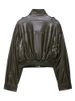Chic Fashion Faux Leather Jackets For Women Loose Zipper Long Sleeve Female Short Coats 2025 Autumn Lady Casual New Outerwear _ecoleips.com