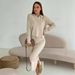 2025 Fall/Winter New European American Style Knit Set For Women: Soft Core-Spun Yarn Sweater With Slit And Tie-Waist_ecoleips.com