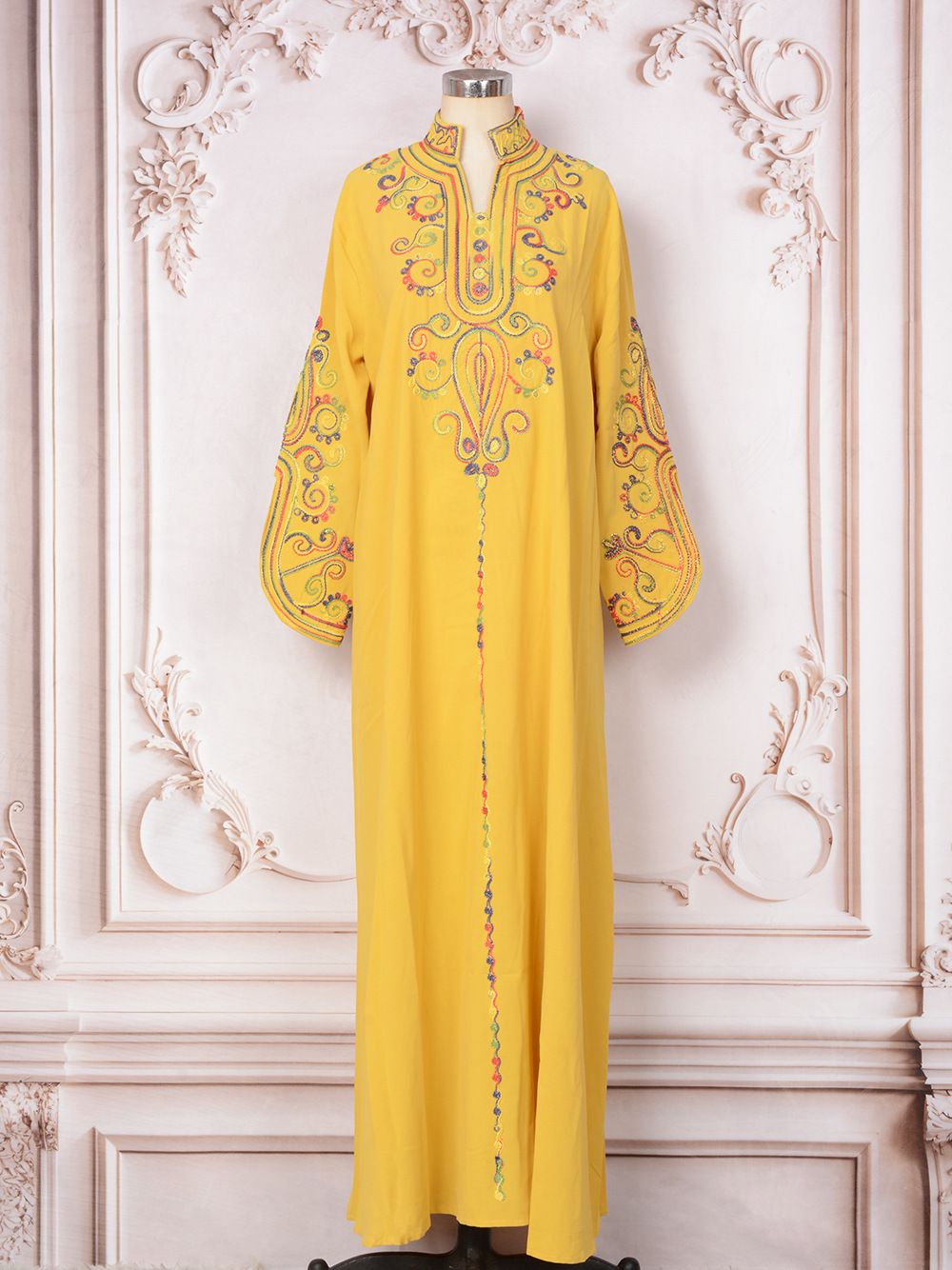Women's Clothing Middle East Saudi Robe Dubai Travel Party New Rope Embroidery Elegant Long Sleeved Dress Abaya_ecoleips.com