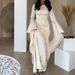 Muslim Dress Women Elegant Dubai Abaya Dress – Slim Fit With Waist Detail (White/White/Red/Dark Blue/Black, XS-XXXL)_ecoleips.com