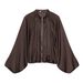 PB&ZA Cross-border Women's Clothing Stand-up Collar Puff Long-sleeve Aviator Jacket + High-waisted Zipper Lantern Pants_ecoleips.com