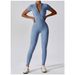 Women's Onesie Short-sleeved Trousers Solid Color Zipper Crew Neck_ecoleips.com