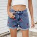 Women's Clothing Washed Versatile Cherry Embroidered Denim Shorts Hot Pants_ecoleips.com