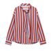 Women's Clothing Striped Long Sleeved Shirt Tie Waist Fashionable Top For Spring Versatile Blouse_ecoleips.com