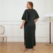 Women's Clothing Plus Size Women's 3D Decorative Tassel Slit Dress Five Sleeve Fashion For Formal & Casual For Women_ecoleips.com