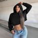 Voya Women's Clothing, European And American Personality Trend Style Hooded Sweatshirt,spring And Summer Fashion,western-style Short Top With Exposed Navel_ecoleips.com