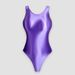 Women’s Clothing Tight Bodysuit Glossy Silk Solid Color Bottom Round Neck Bodysuit Body Shaping Silky High Fork Shebin Body Gymnastics Swimsuit_ecoleips.com