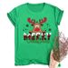 European And American Cross-border Foreign Trade Women's Clothing Christmas Merry Round Neck Printed Ladies Short Sleeve_ecoleips.com
