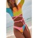 Verve Qiaojia 2025 New High-Waisted Two-Piece Bikini Sexy Swimsuit For Women Color-Block Swimwear_ecoleips.com