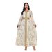Women's Clothing Modest Abaya Dress Plus Size Modest Abaya Dress – Elegant Long Sleeve Dubai-Style Kaftan With Gilded Buttons & Flared Hem (White)_ecoleips.com