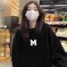 Trendy Letter Print Crew Neck Sweatshirt For Women 2023 Autumn/Winter New Fleece Lined Loose Fit Versatile Couple's Top_ecoleips.com