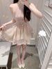 Elegant Knot Neckline Short Dress Women's Summer Fashion Waist Cinched Asymmetrical Strapless Princess Style Dress_ecoleips.com