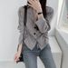 Women's Chic Casual Blazer – Korean Dongdaemun Style Slim-Fit Office Jacket (S-XL, Stretch Velvet Fabric)_ecoleips.com