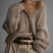 Women's Clothing Luxe Oversized V-Neck Cardigan Women's Chunky Knit Sweater Coat - Soft Mink-Blend Long Sleeve Open Front Duster_ecoleips.com