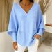 Women's Clothing Oversized V-Neck Sweater For Women – Soft Acrylic Knit (S-4XL, 8 Elegant Colors)_ecoleips.com