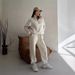 Wind Loose Casual Fashion Stitching Thickening Long Sleeve Stand Collar Sweater Trousers Suit_ecoleips.com