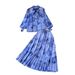 Women’S Clothing Gentle Two Piece Women's Lantern Sleeve Printed Shirt Draped Skirt_ecoleips.com
