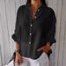 Women's Clothing Cotton And Linen Back Tie Design Shirt_ecoleips.com