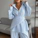 Women's Patchwork Three Piece Set With Lace Trim Long Sleeved Shirt Wide Leg Trousers Lapel Collar_ecoleips.com