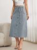 K Tethered Mid Skirt Elegant Women's Split Wrap Long Denim Skirt Loose Retro_ecoleips.com