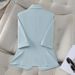 Summer Light Blue Blazer For Women - Slim Fit Casual Short Sleeve Jacket - Breathable Polyester - Office & Everyday Wear_ecoleips.com