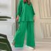 Women's Clothing Two Piece Suits Women's Long Sleeved Shirt Solid Color Pants Wide Leg Suit_ecoleips.com