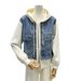 Vintage-Inspired Patchwork Denim Jacket With Hood – Oversized Baseball Silhouette (One Size, Beige/Black Wash)_ecoleips.com