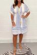 Women's Clothing Printed Lace V Neck Medium Length Dress With Tassels_ecoleips.com