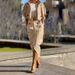 Elegant Two-Piece Women's Suit Set - Summer Casual Office Pants & Top, Pure Color Button Design, S-XXXL (White/Black/Beige/Khaki/Army Green)_ecoleips.com