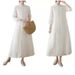 2025 Spring/Summer Vintage New Chinese National Style Cheongsam Improved Jacquard Zen Tea Dress With Three-Quarter_ecoleips.com