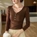 2025 #High Quality Products # Temperament And Age Reducing Design Sense T-Shirt For Women's Long Sleeved 2025 Autumn Outfit_ecoleips.com