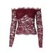 European And American Best-Selling Women's Clothing 2026 Spring New Fashion Off-Shoulder Lace Slim-Fit Top For Women_ecoleips.com