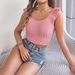 2026 Spring/Summer European And American Solid Color Square Neck Ruffled Sleeveless Knit Crop Top Cross-Border_ecoleips.com