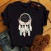 Women's Tops In Harajuku Style, Plus-size Women's Clothing, Feather Dreamcatcher Summer Base Shirt For Women_ecoleips.com