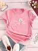 Flower & Letter Print Crew Neck T-Shirt Casual Short Sleeve T-Shirt For Summer Women's Clothing Comfortable Soft Creative Tops_ecoleips.com