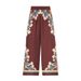 Women's Printed Lounge Set – Long Sleeve Top & Loose Jogger Pants, Polyester Two-Piece Outfit (Floral/Abstract, S-Xl)_ecoleips.com