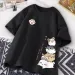 Japanese Cute Hamster Style Sweet Print Daily Wear Short Sleeve T-shirt Women's Loose Casual Teenage Student Half Sleeve Top_ecoleips.com