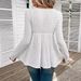 European And American Cross-border 2026 Spring New Elegant Solid Color V-neck Lace Splicing Long-sleeve T-shirt Top_ecoleips.com