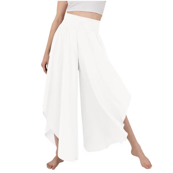 Aria Basics Cross-border European And American Solid Color Elegant Commuting Slightly Flared High-Waisted Loose_ecoleips.com